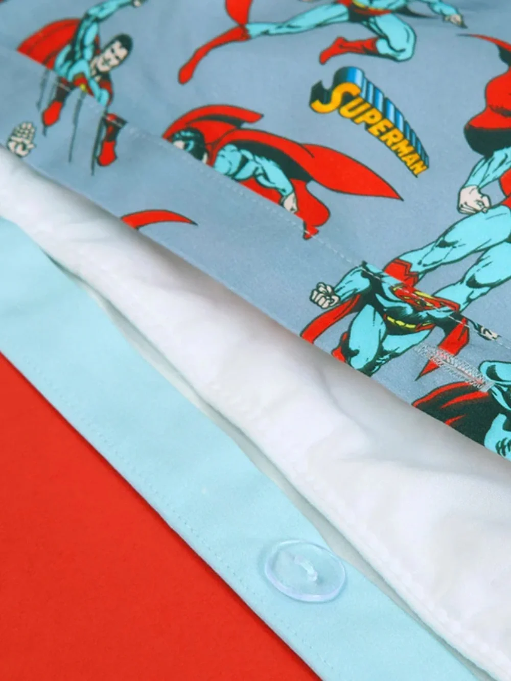 Posh Peanut Light Blue & Red Superhero Reversible Duvet Cover